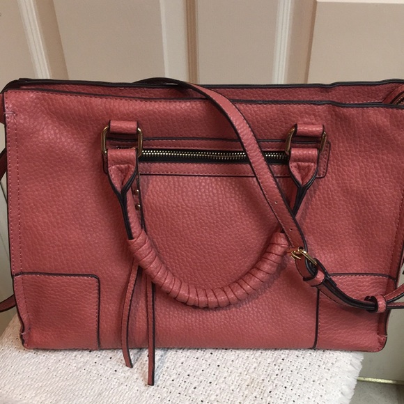 Elegant Salmon Leather Handbag Satchel/Crossbody - Picture 13 of 13